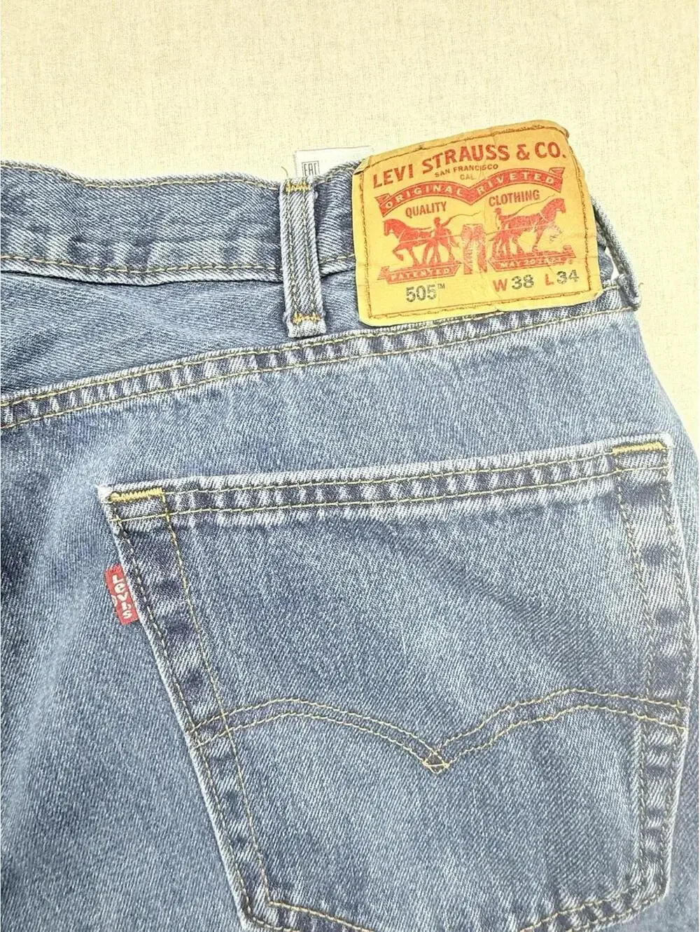 Levi 505 Jeans Mens 38X34 (36x31.5) Blue Medium Cotton Western Straight Leg EUC‎